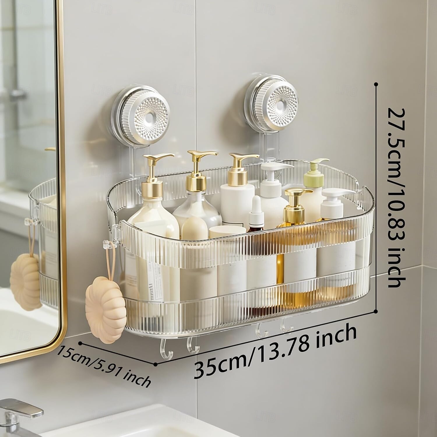 2026年 ドリル不要の浴室用吸盤収納ボックス、2026アップグレード取り外し可能な浴室用吊り下げ式吸盤収納ボックス、家庭用波形吸盤収納ホルダー、浴室用シャワーキャディ  コレクション – $16.99 –P12