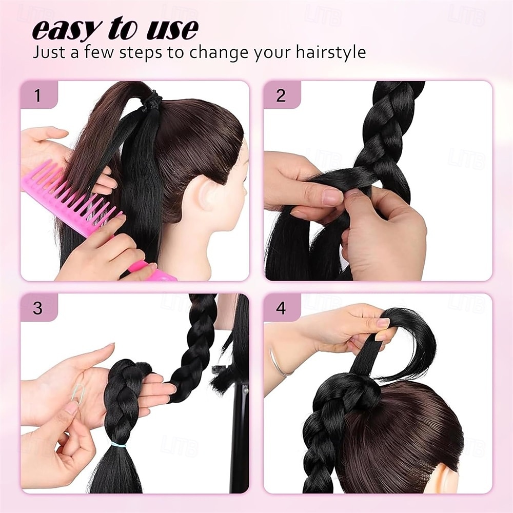 Long Braid Ponytail Extension with Hair Tie DIY Wrap Around Synthetic Hairpiece Natural Soft Fluffy Style for Women s Daily Wear 34 Inches Mixed Brown 2026 - $13.99 –P2