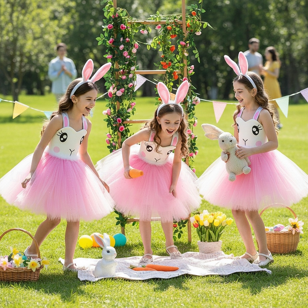 Tutu Robe Animal Lapin lapin de Pâques Robes Drôle Enfant Fille Halloween Pâques Carnaval Soirée Déguisements d'Halloween faciles Se déguiser de 2026 ? $30.99 –P2