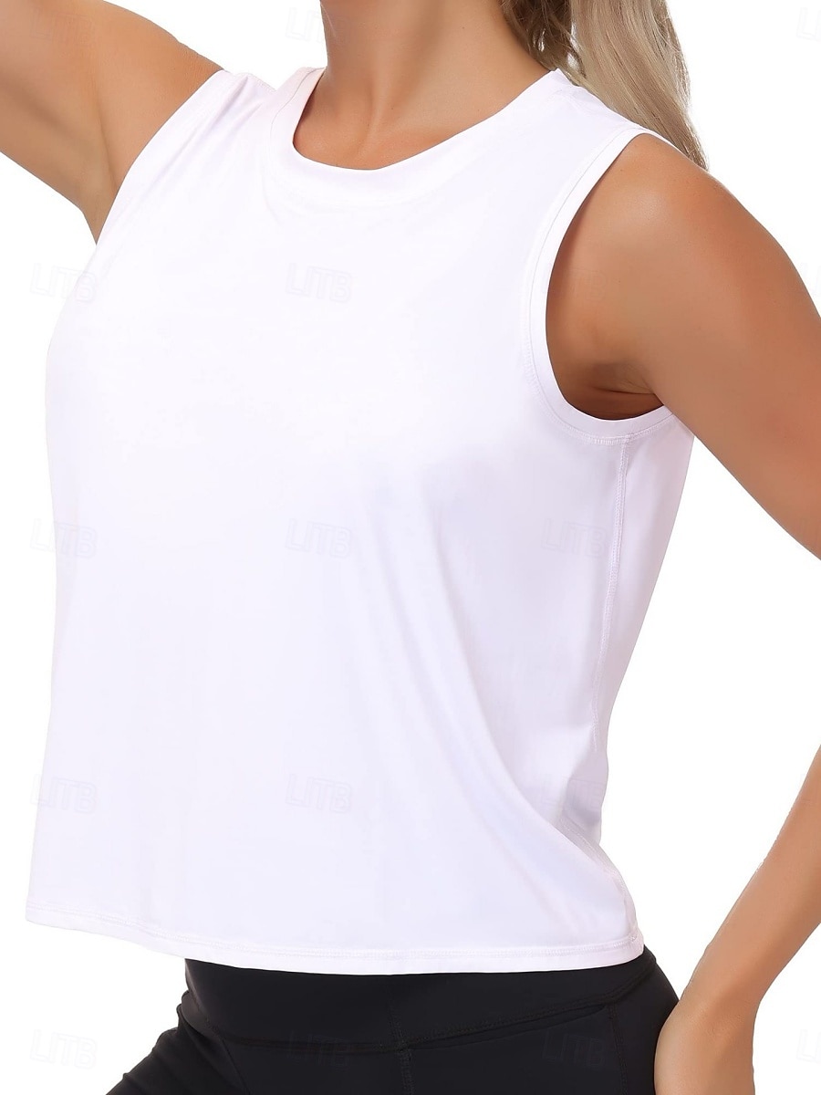 Femmes Chemisier Uni Actif ancien Sans manches Col ras du cou Hauts Réguliers Quotidien Salle de sport Fête Noir Blanche Rose Claire Gris foncé Été Printemps de 2026 ? $16.49 –P5