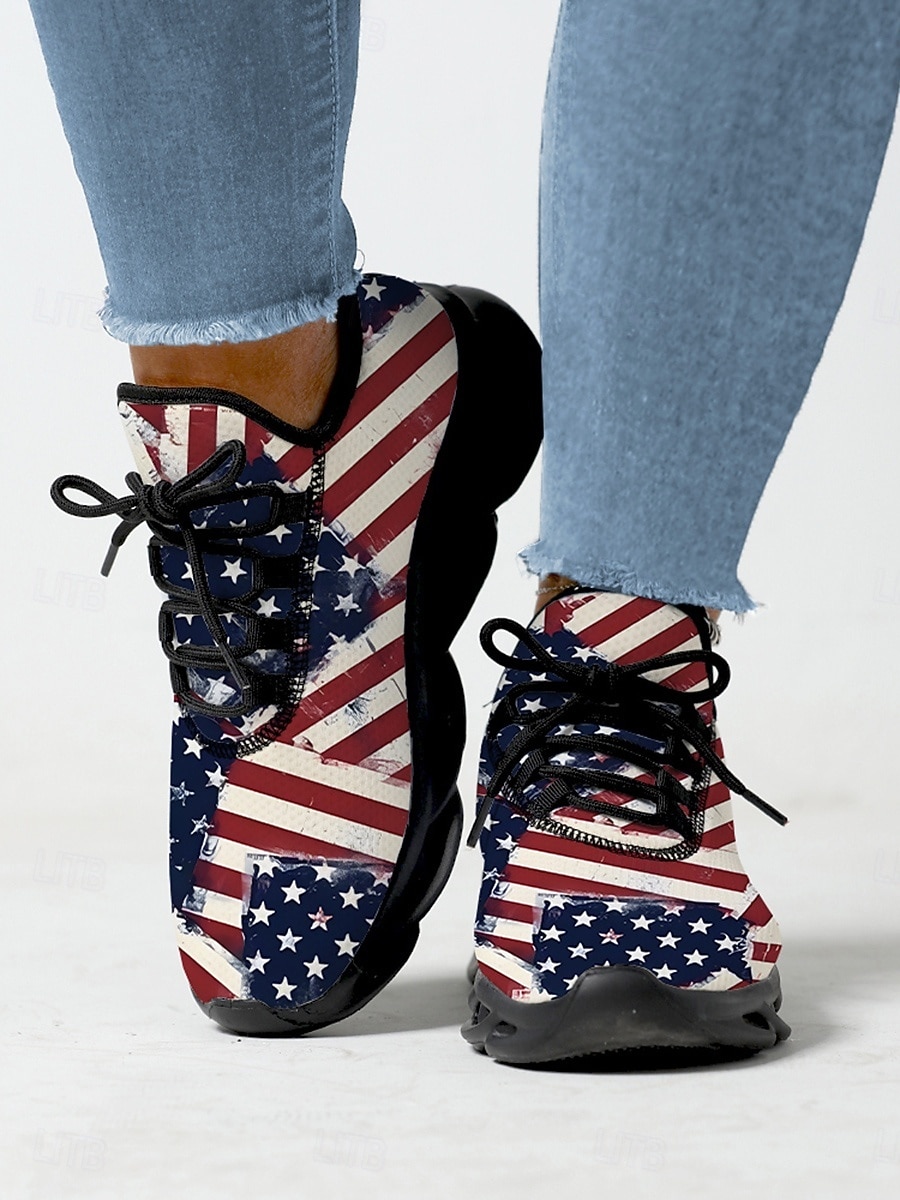 Baskets athlétiques pour femmes du 250e anniversaire des États-Unis - Chaussures de course légères avec imprimé drapeau américain Chaussures d'entraînement patriotes à semelle amortissante pour les de 2026 ? $42.99 –P2