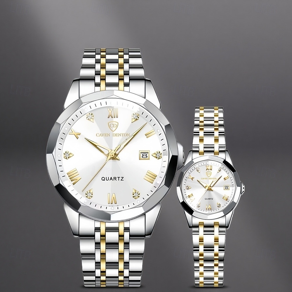 relógios de casal, masculinos &Relógios femininos de luxo e charme, com detalhes em strass, função de calendário, visor com luz noturna, relógios casuais e modernos, acessórios perfeitos para de 2026 por $44.99 –P5