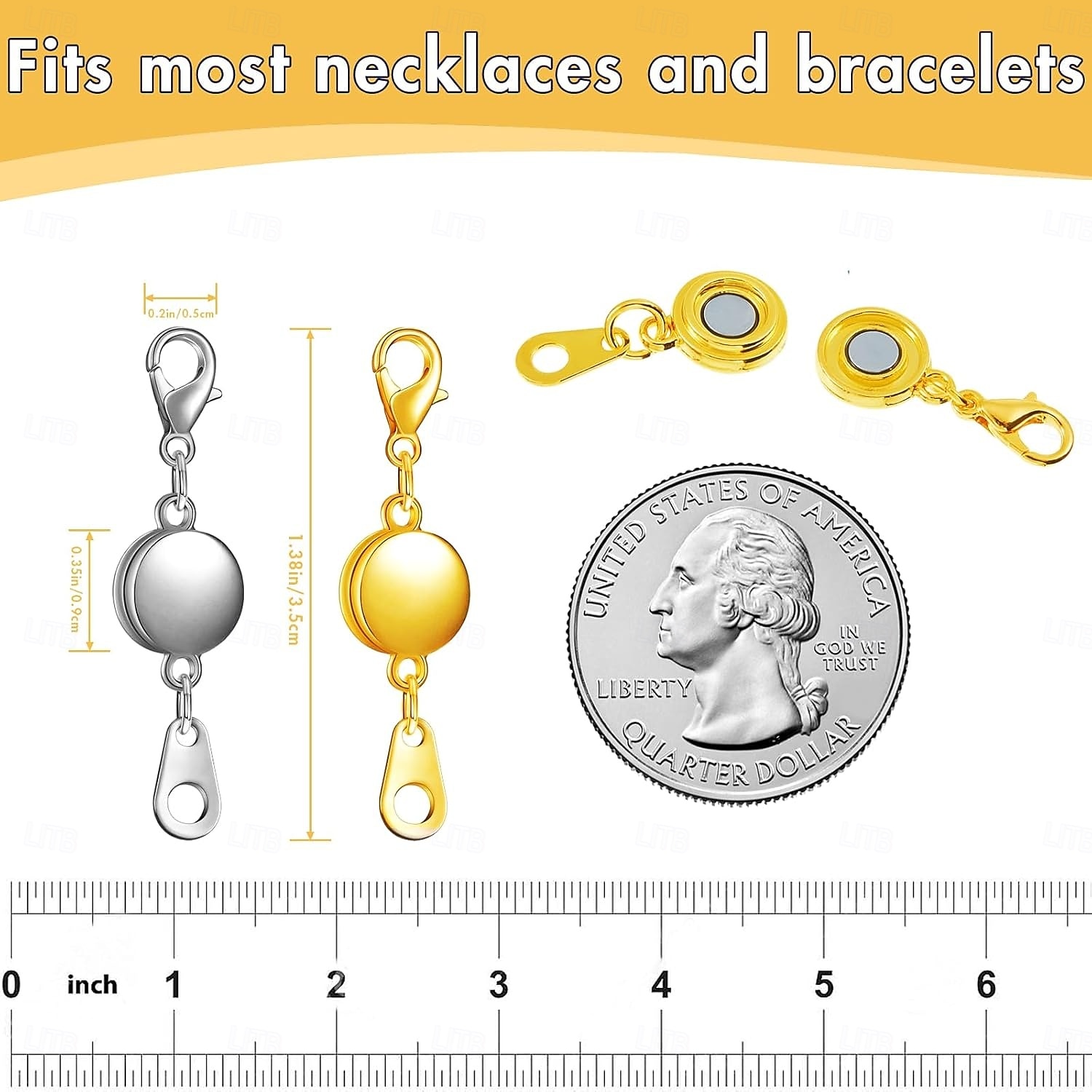 Balení 12 magnetických zapínání a sponek na náhrdelníky. Prodlužovač šperků na náhrdelník se silným magnetem. Magnetická spona na náhrdelník pro výrobu šperků, náhrdelníků a náramků. Zlaté a stříbrné 2026 - $15.99 –P3