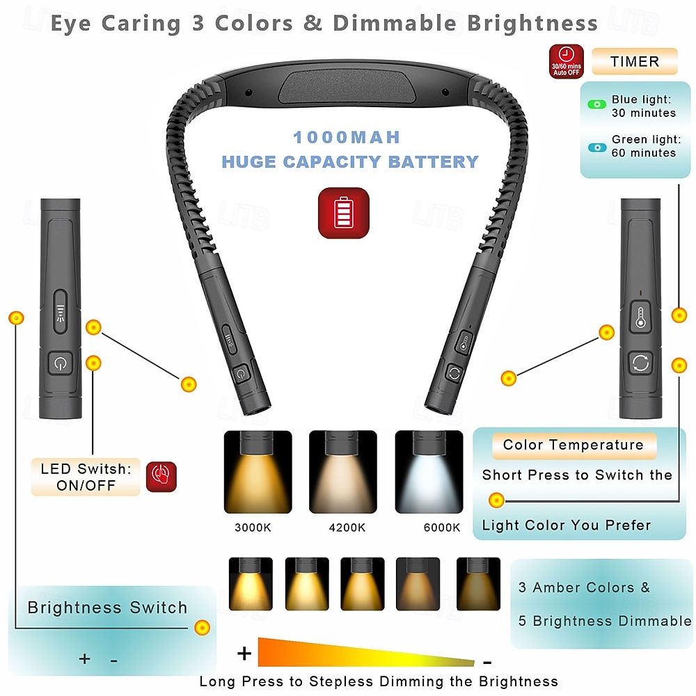 LED Flexible Neck Reading Light Book Light for Bed Reading 3 Colors 5 Brightness Levels Bendable USB Rechargeable Lamp Durable 2026 - $27.99 –P2