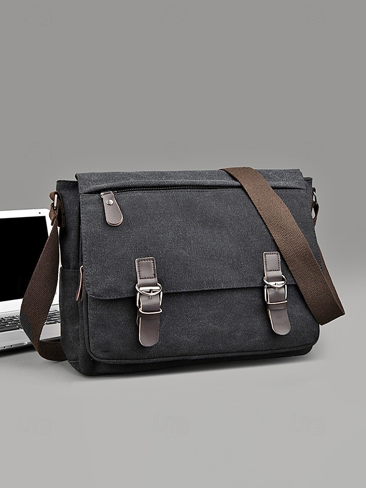 Ανδρική τσάντα ώμου από καμβά, πολύχρωμη τσάντα ώμου μεγάλης χωρητικότητας με χιαστί ώμο, casual vintage τσάντα εργασίας για φορητό υπολογιστή για καθημερινές μετακινήσεις, υπαίθριες δραστηριότητες και χρήση γραφείου 2026 - $29.99 –P13
