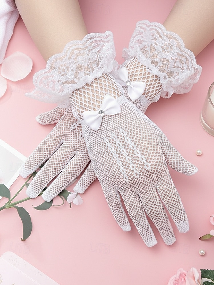 Luvas femininas de poliéster com renda e efeito rede, pretas e brancas, respiráveis e elásticas, perfeitas para noivas, elegantes luvas vintage transparentes para casamentos, bailes de formatura, eventos noturnos e ocasiões formais. de 2026 por $7.99 –P3