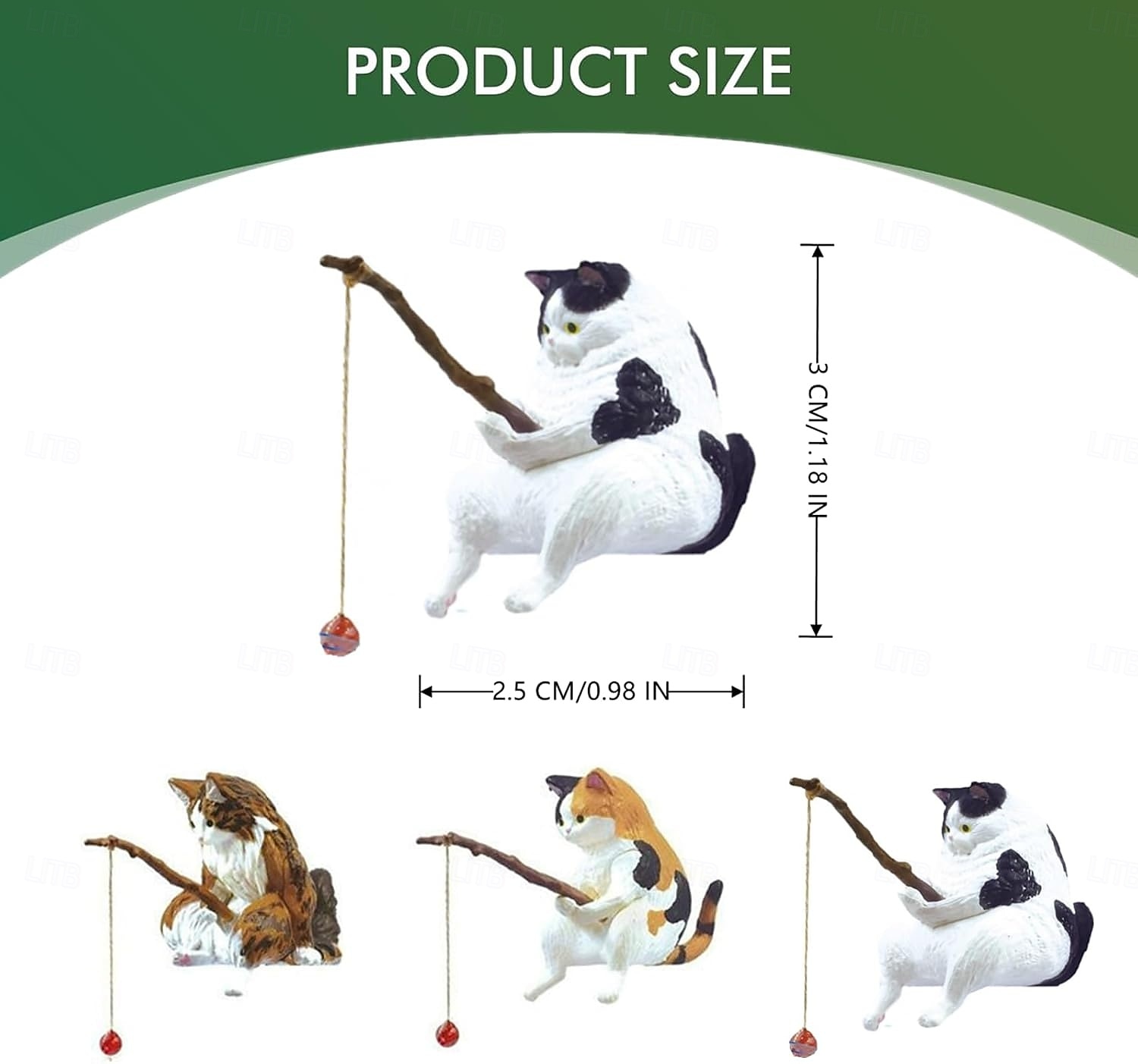 10 ks mini rybářských kočičích figurek, roztomilých kreslených kočiček, rybářských společníků, mini koček, dekorací na stůl, doplňků do interiéru auta, dekorací na palubní desku, legrační kočka, 2026 - $21.99 –P4