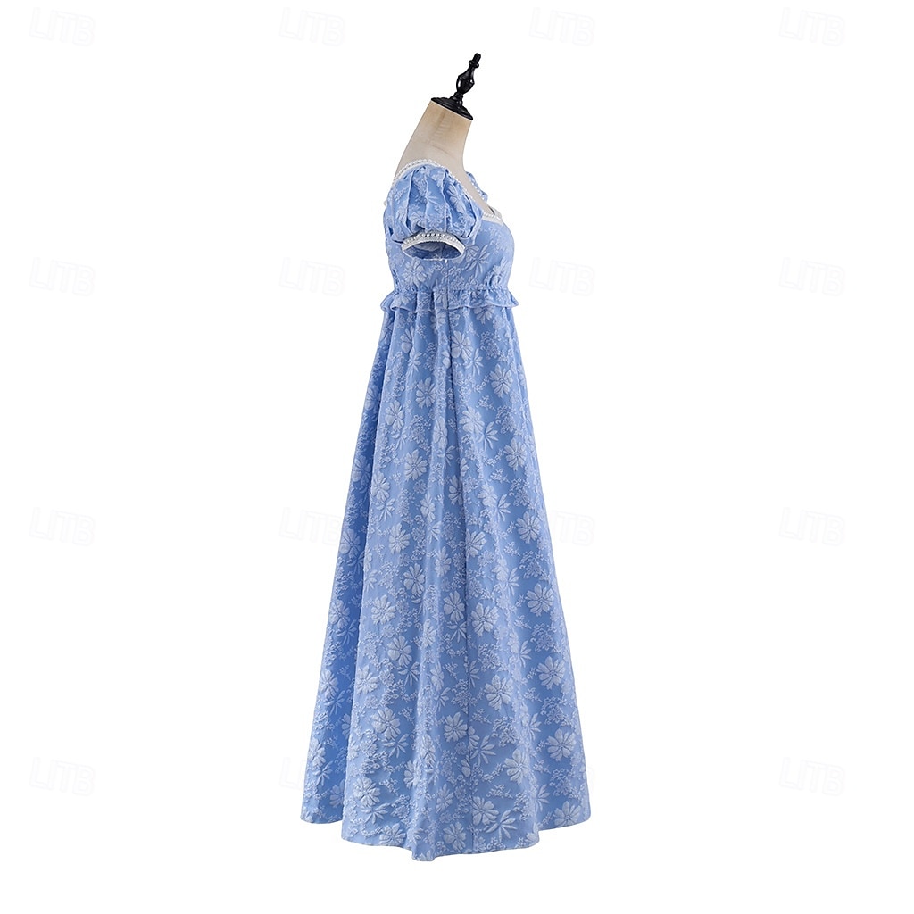 Retro Vintage Mittelalterlich Renaissance Bodenlang Kleid Ballkleid Kleid im Regency-Stil Puffärmel / Ballon Jacquard Blumen Kostüm Damen Halloween Karneval Abschlussball Hochzeit Maskerade Erwachsene 2026 - $55.99 –P26