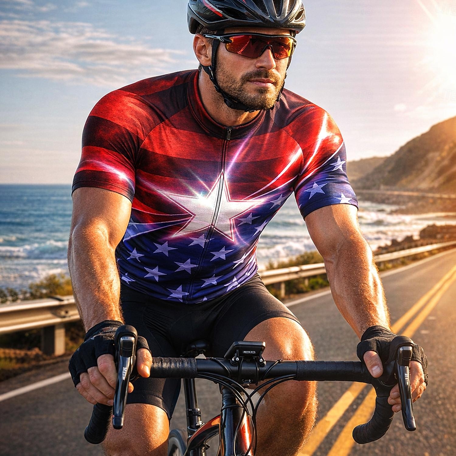Amerikas 250. Jahrestag Tag der Unabhängigkeit Amerikanischer Nationalfeiertag Herren Radtrikot Amerikanische US-Flagge Sternenbanner Flagge / Nationalflagge Kurzarm Fahhrad Trikot Oberteil mit 3 2026 - $30.99 –P2