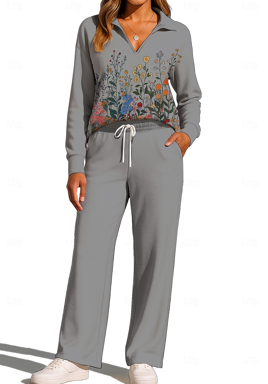 Women's Sweatshirt Tracksuit Sweatpants Drawstring Pocket Floral Print Jacket and Sweatpants Athletic Clothing Set Loungewear Summer Spring Fall Winter Navy Black Gym Workout Casual Workout Thermal 2026 - $44.99 –P12