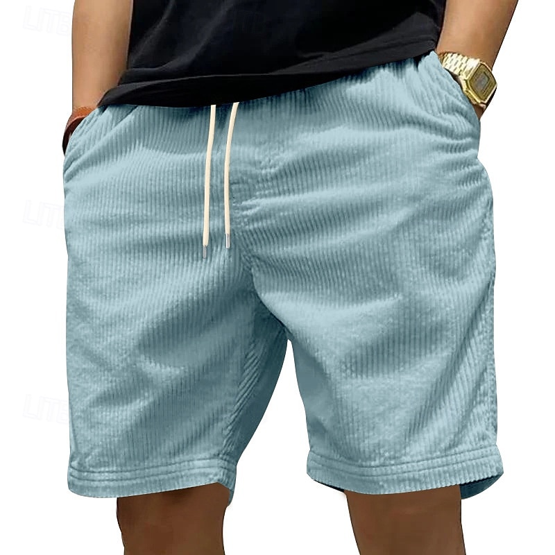 Herren Shorts Freizeitshorts Cordshorts Tasche Elastischer Bund Rein Einfach Vertikale Streifen Komfort Atmungsaktiv Über dem Knie Lässig Outdoor Strand Urlaub Mode Schwarz Weiß Mikroelastisch 2026 - $18.99 –P1