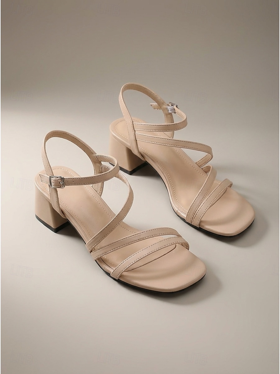 Nudefarbene Riemchensandalen mit Blockabsatz – elegante, niedrige Schuhe mit eckiger Spitze für Hochzeitsgäste, ideal für Gartenhochzeiten und Partys im Freien. &Sommerveranstaltungen 2026 - $34.99 –P5