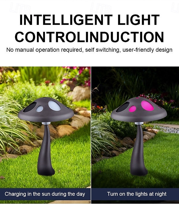 2 Pcs Outdoor Solar Mushroom Garden Stake Lights, Color-Changing LED, Decorative Pathway Light for Yard, Lawn, Garden, Park, Farm, Landscape, Atmosphere Lighting 2026 - $26.99 –P3