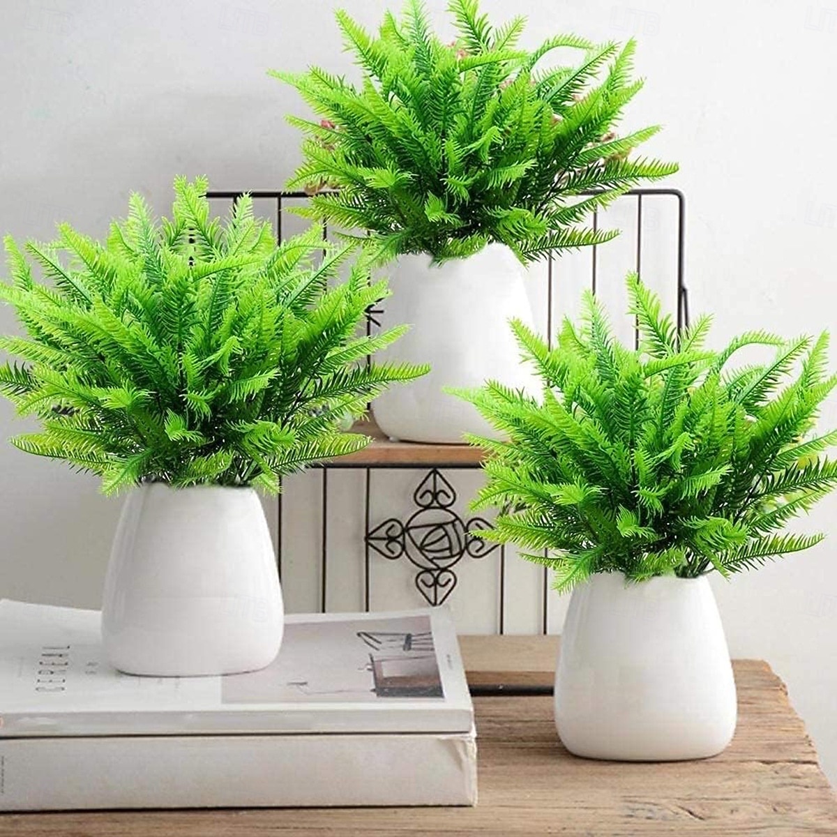 6 svazků umělých rostlin cykas, UV odolný umělý venkovní zeleň, celoroční umělá rostlina pro domov, terasu, zahradní dekoraci 2026 - $19.99 –P5