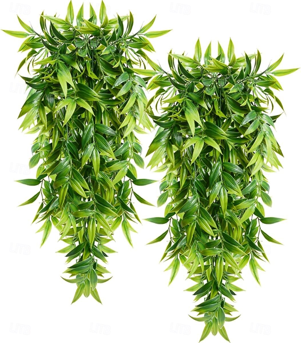 4 ks umělých závěsných rostlin, umělé bambusové listy, rostliny, umělé závěsné rostliny na terasu, verandu, venkovní rostliny, dekorace 2026 - $24.99 –P1