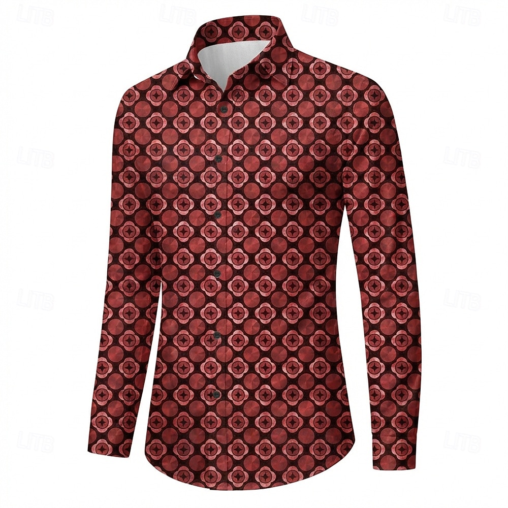 Rétro Vintage Années 1970 Chemise Chemise Aloha Manches longues Hippie Géométrique Déguisement Homme Mascarade Festival de Musique Soirée Tenue quotidienne Adulte Chemise de 2026 ? $23.99 –P3