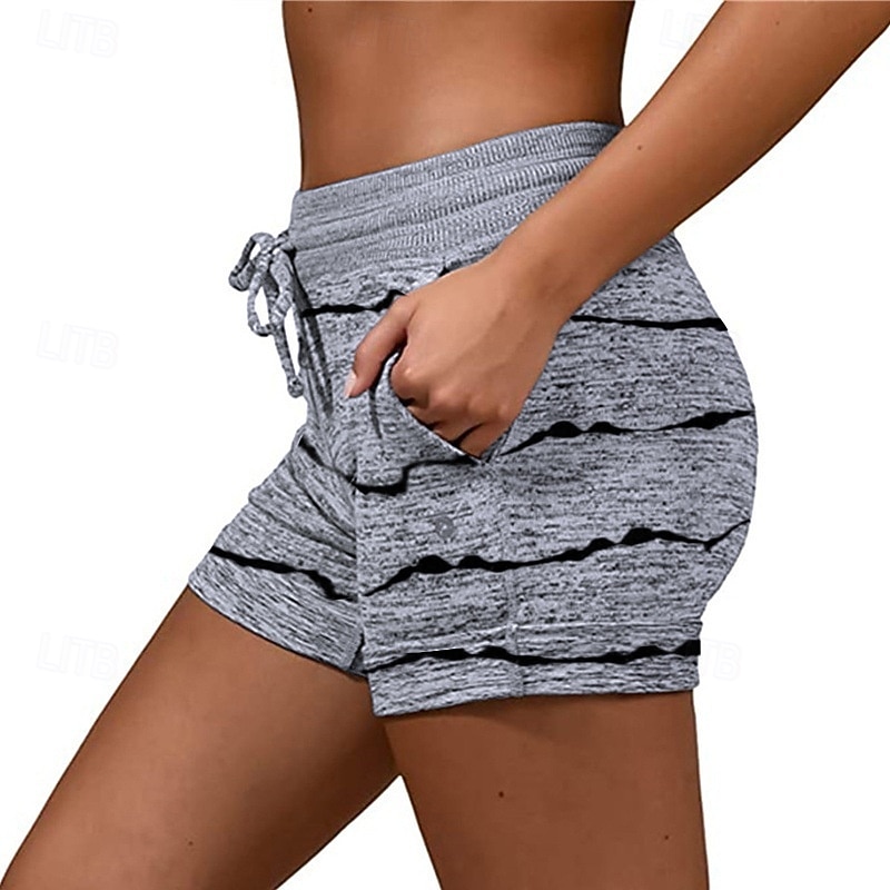 Damen Jogginghose Chinos Shorts Urlaub Mode Streetwear Kurz Hohe Taille Gestreift Elastischer Bund Drucken Bequem Komfort Weich Dehnbar Outdoor Urlaub Straße Blau Hellgrau Königliches Blau Purpur 2026 - $16.99 –P4