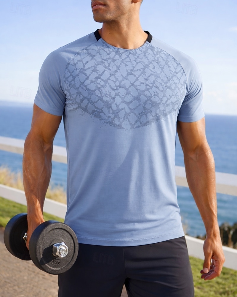 Муж. Графика Футболка для бега Компрессионная футболка Спортивная рубашка Спортивный топ Лето С короткими рукавами Быстровысыхающий Влагоотводящие Дышащий Тренировка в тренажерном зале Прогулки Бег 2026 - $20.99 –P3