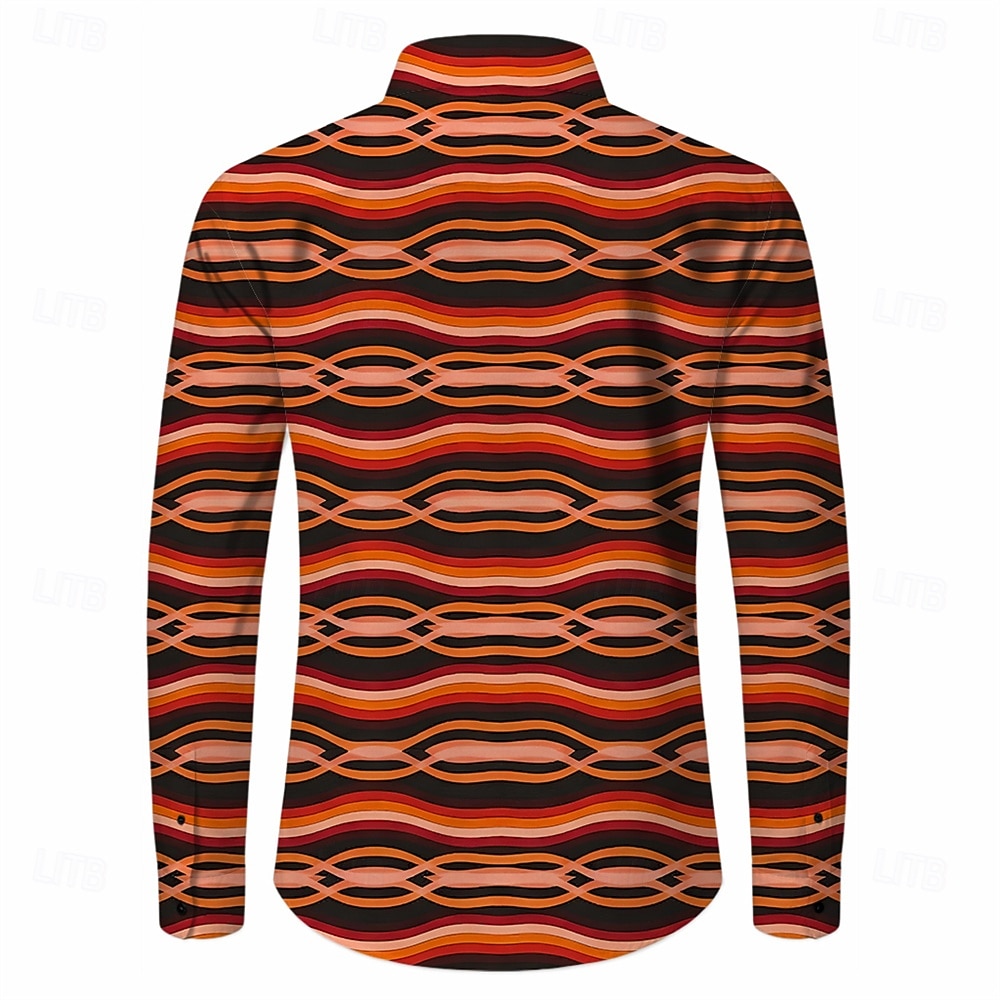 Retro Vintage 1970s Shirt Aloha Shirt Long Sleeves Hippie Geometric Fancy Dress Men's Masquerade Music Festival Party Daily Wear Adults' Shirt 2026 - $23.99 –P2