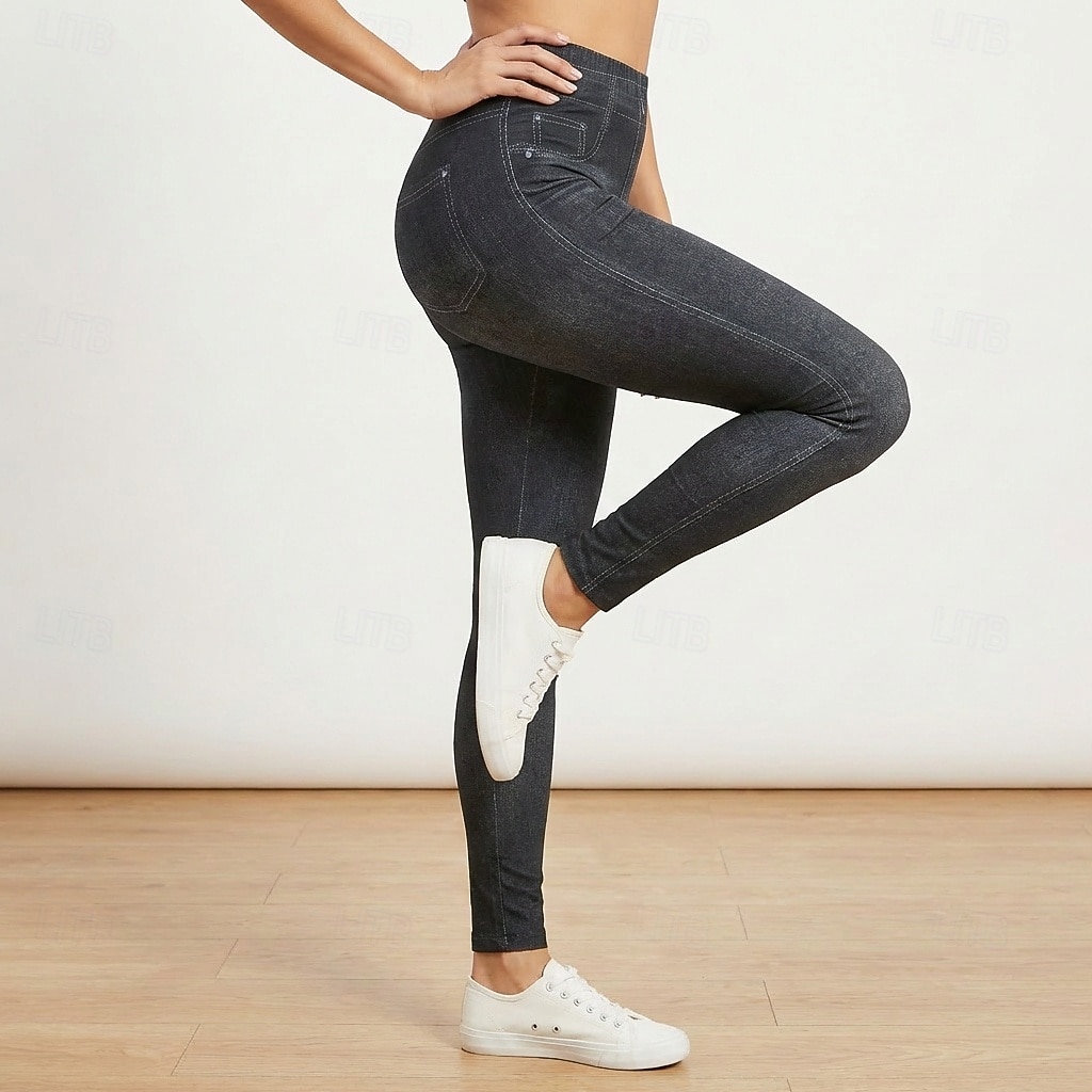 damen mode strumpfhose leggings knöchellang hose lässig wochenende dehnbar einfarbig bauchkontrolle po-lift hohe taille skinny blau 2xl 2026 - $21.99 –P6