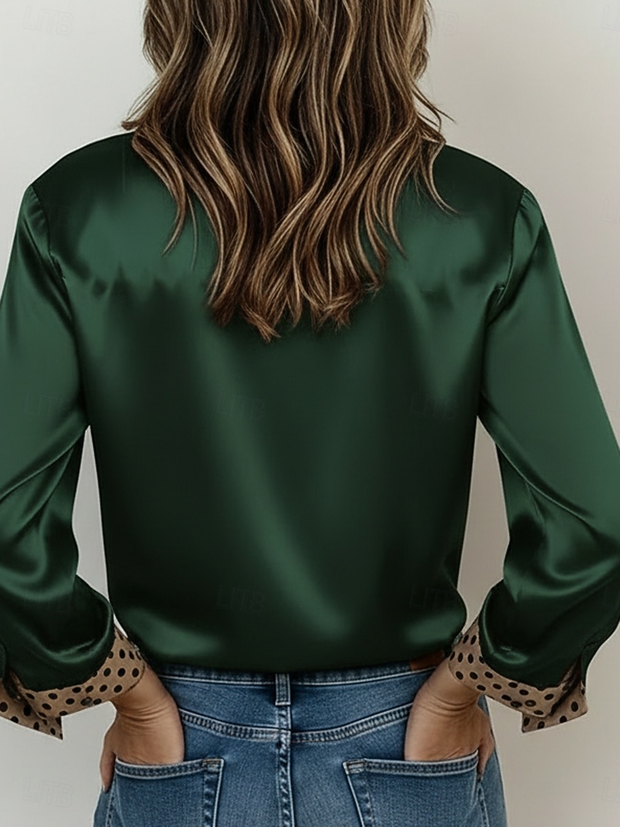 Per donna Camicia Camicia in raso Stampato A Pois Elegante Bohemien Vintage Manica Lunga Colletto a Camicia Top Regolari Quotidiano Ferie Uscire Rosa Viola Verde Grigio Estate Primavera Autunno del 2026 a $27.99 –P2