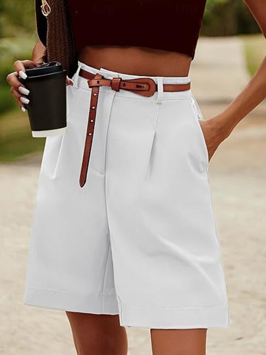 Per donna Pantaloni effetto lino Chinos Shorts Pantaloncini Estivi Vacanza Moda Streetwear Corto Vita Alta Tinta unica Tasca Comodo Morbido Confortevole Micro-elastico All'aperto Streetwear Nero del 2026 a $24.99 –P5