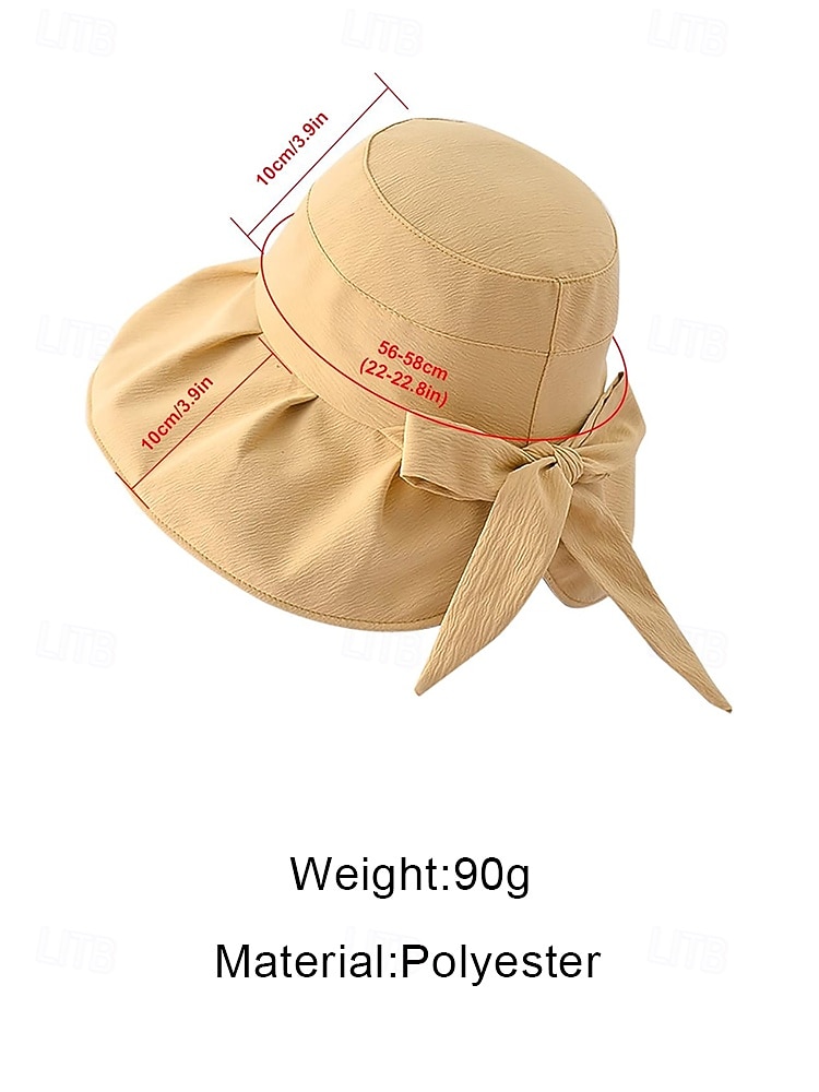 Women's Polyester Wide Brim Sun Hat with Bow Detail, UV Protection Foldable Summer Beach Cap in Multiple Colors, Stylish Shade for Spring Vacation & Everyday Casual Wear 2026 - $11.99 –P17