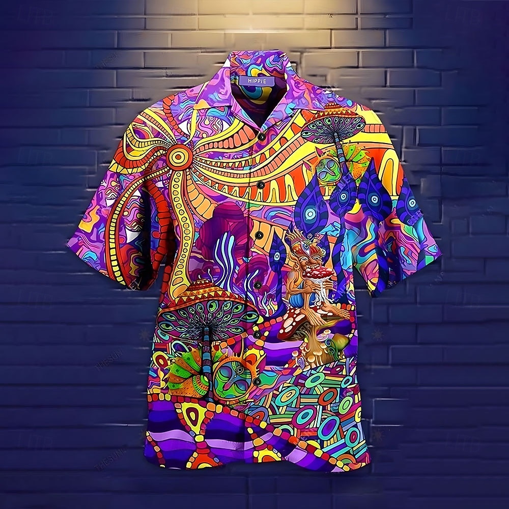 Camicia uomo Halloween musica hippie estate hawaiana a bottoni maniche corte moda streetwear casual hawaiana estate primavera colletto cubano stampa abbottonata bianca nera  verde gialla del 2026 a $25.99 –P9