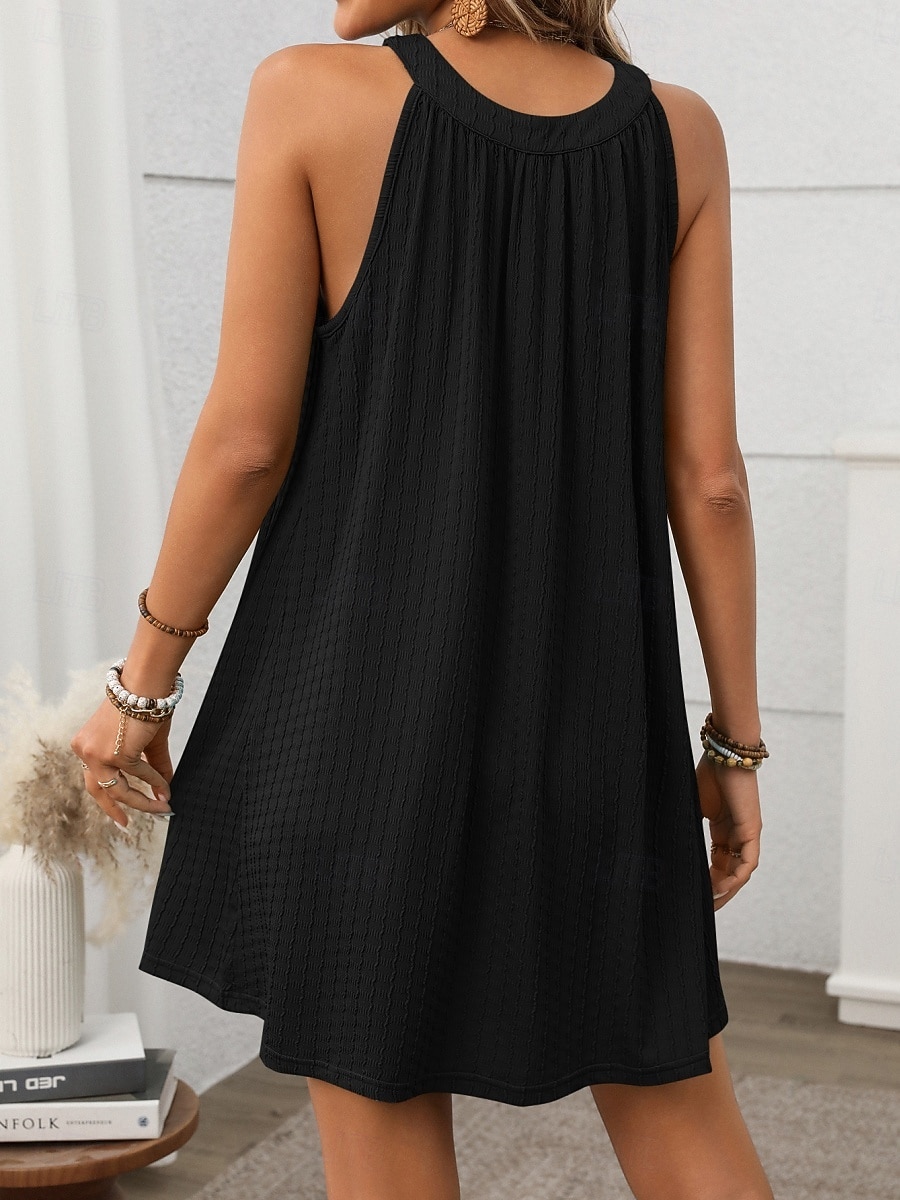 Mujer Mini vestido Vestido informal Vestido de verano Elegante Moda Moderno Exterior Vacaciones Noche Ajuste regular Plano Sin Mangas Cuello halter Negro Blanco Verde Claro Rosa Verano Primavera 2026 - $21.99 –P18