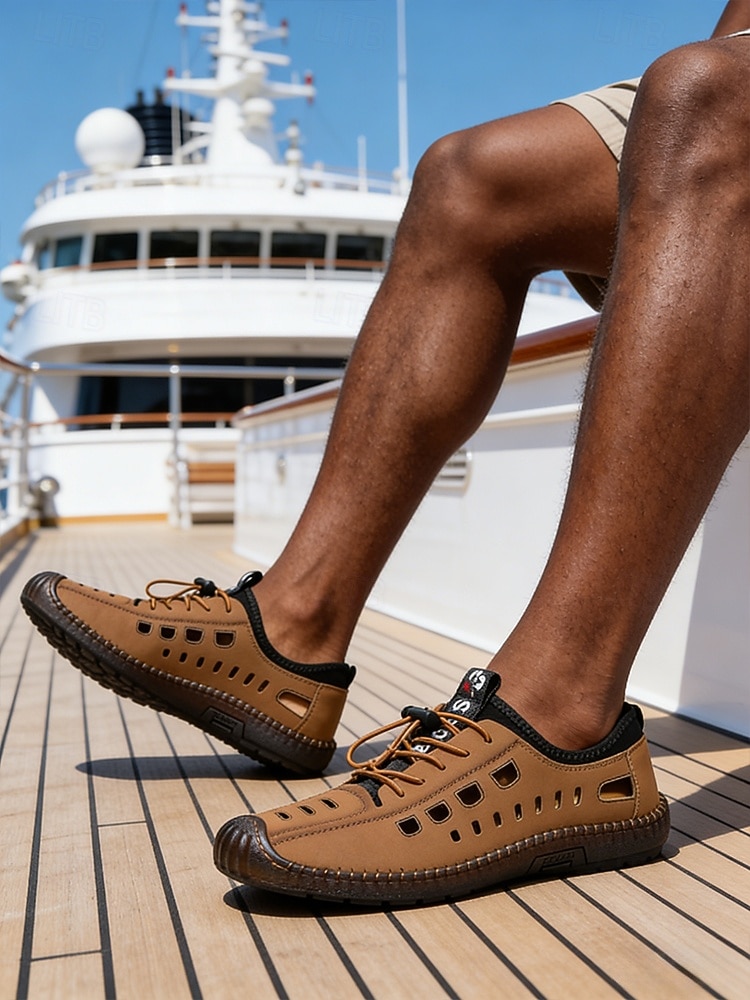 Tênis casuais masculinos marrons, duráveis e confortáveis para aventuras em ilhas e cruzeiros. de 2026 por $34.99 –P4