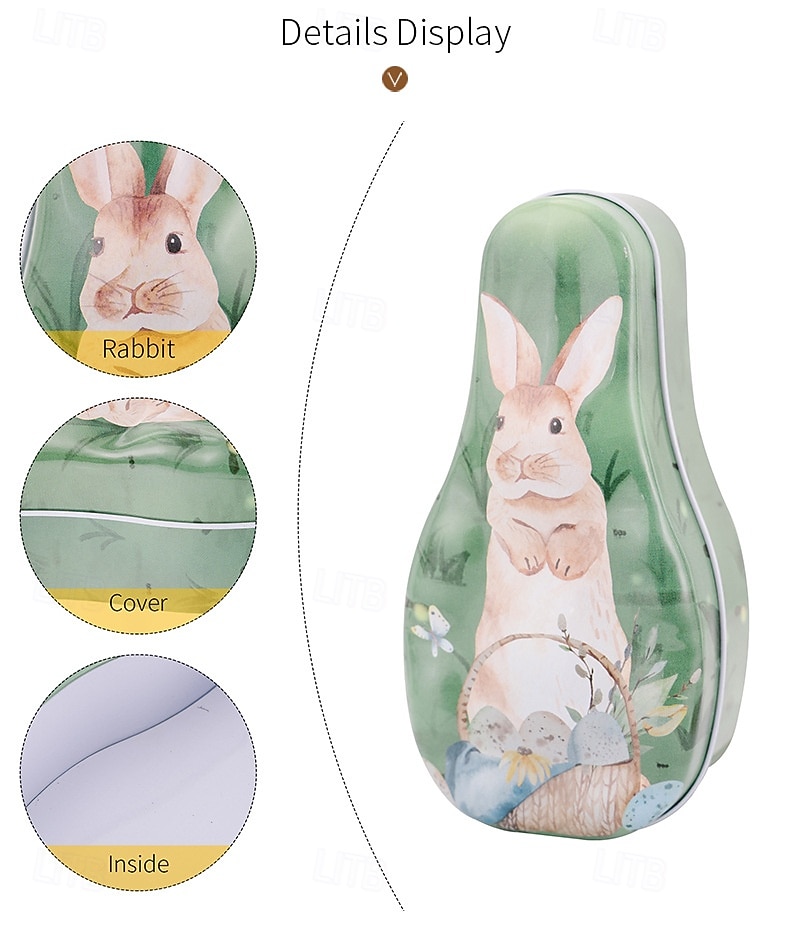 1pc Easter Bunny Tin Box, Colorful Metal Cookie Candy Box, Cartoon Rabbit Gift Container for Kids, Easter Decoration 2026 - $5.99 –P13