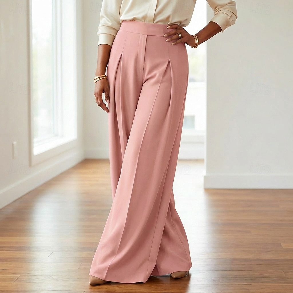 Damskie Spodnie szerokie nogawki Spodnie Moda Moda miejska Pełna długość Wysoka talia Równina Kieszeń Ruched Butt Lifting Wysokie cięcie Komfort Oddychalność Miękka Średnio elastyczny Urlop Ulica 2026 - $22.99 –P6