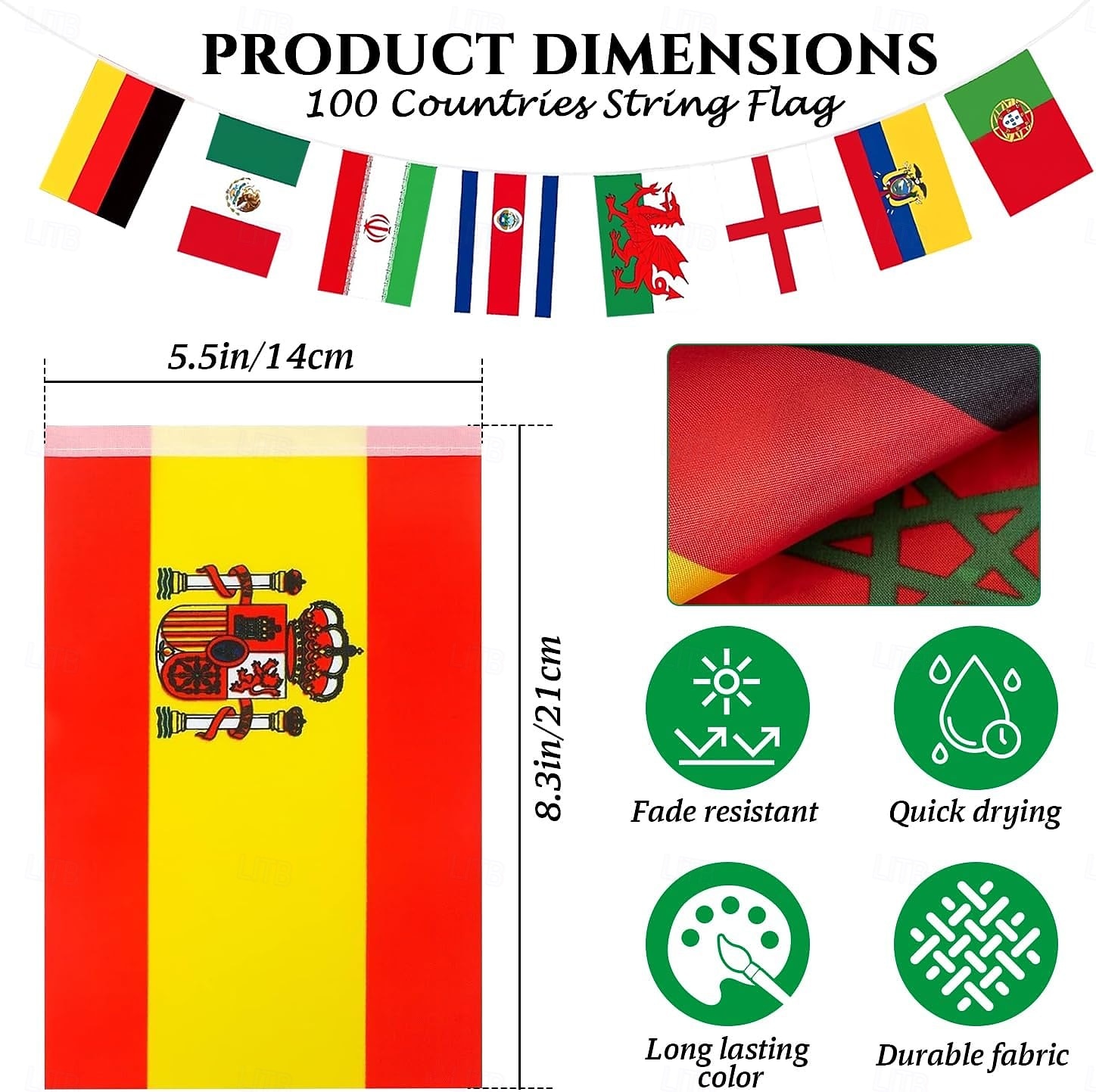 Sett med 100 land flaggbanner - 24,5 meter 2026 fotball sommer global kamp internasjonale verdensflagg flaggstrøk slitesterke mini polyesterflagg for festdekorasjoner, klasserom, sportsarrangementer 2026 - $15.99 –P3