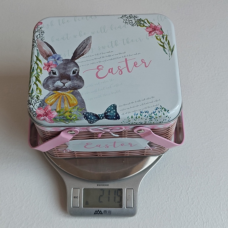 Easter Bunny Tin Carry Basket, Colorful Metal Rabbit Storage Box with Handle, Creative Easter Decoration Treat Gift Container 2026 - $14.99 –P10