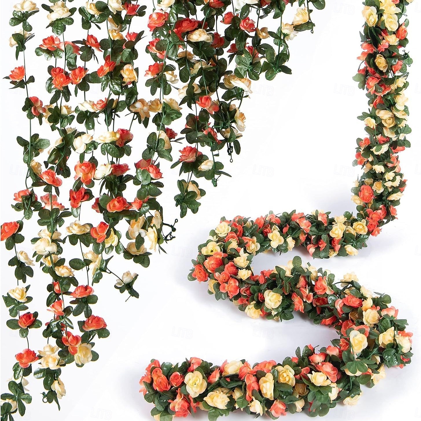 8 stuks x 2,5 meter bloemenslinger van kunstmatige rozen met groene bladeren, hangende neprozenslinger voor kamer, feest, huis, bruiloft, verjaardag, kerst, muur, boogdecoratie, lente roze bloemen 2026 - $29.99 –P10
