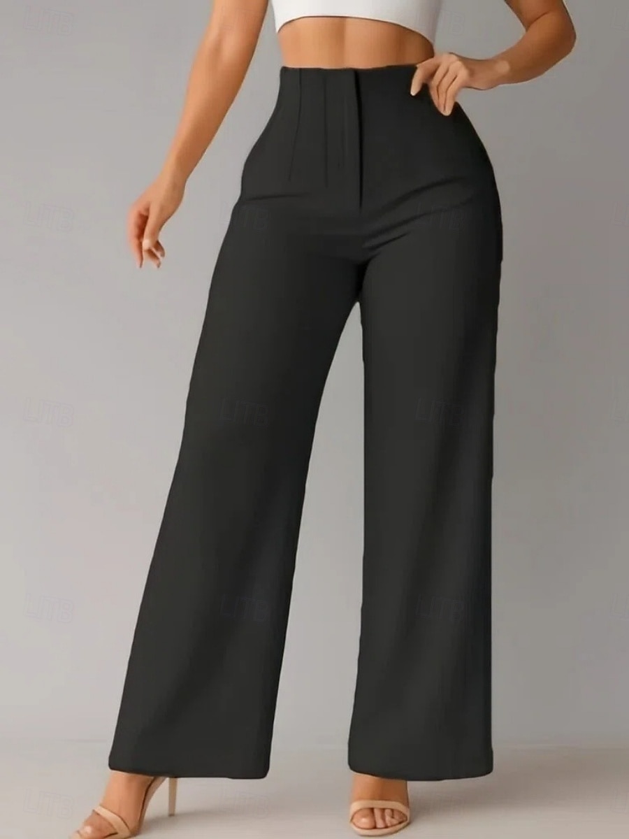 Mulheres Perna larga chinês Elegante Moda Roupa de rua Comprimento total Cintura Alta Tecido Confortável Macio Micro-Elástica Ao ar livre Escritório Rua Azul Preto Branco Marron Primavera Outono de 2026 por $36.99 –P8