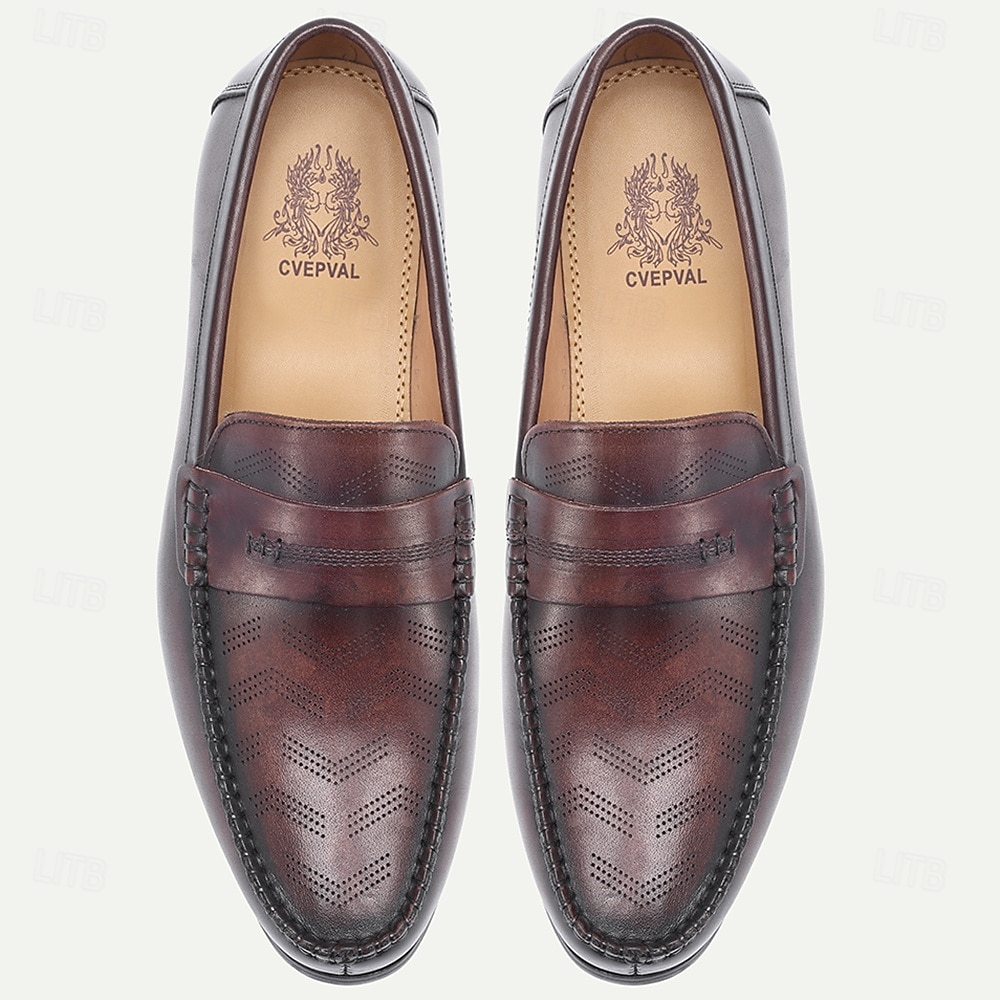 Мужские кожаные лоферы без шнурков премиум-класса, стильный перфорированный дизайн, идеально подходят для повседневной носки и вечерних выходов на курорте. 2026 - $84.99 –P5