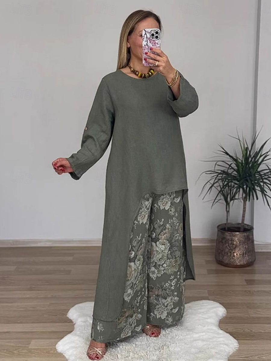 Mulheres Conjuntos de calças Bolero Top Manga Longa Decote Redondo Floral Gráfico Imprimir Moda Roupa de rua Casual Diário Ao ar livre Branco Amarelo Rosa Verão Ajuste Largo de 2026 por $43.99 –P4