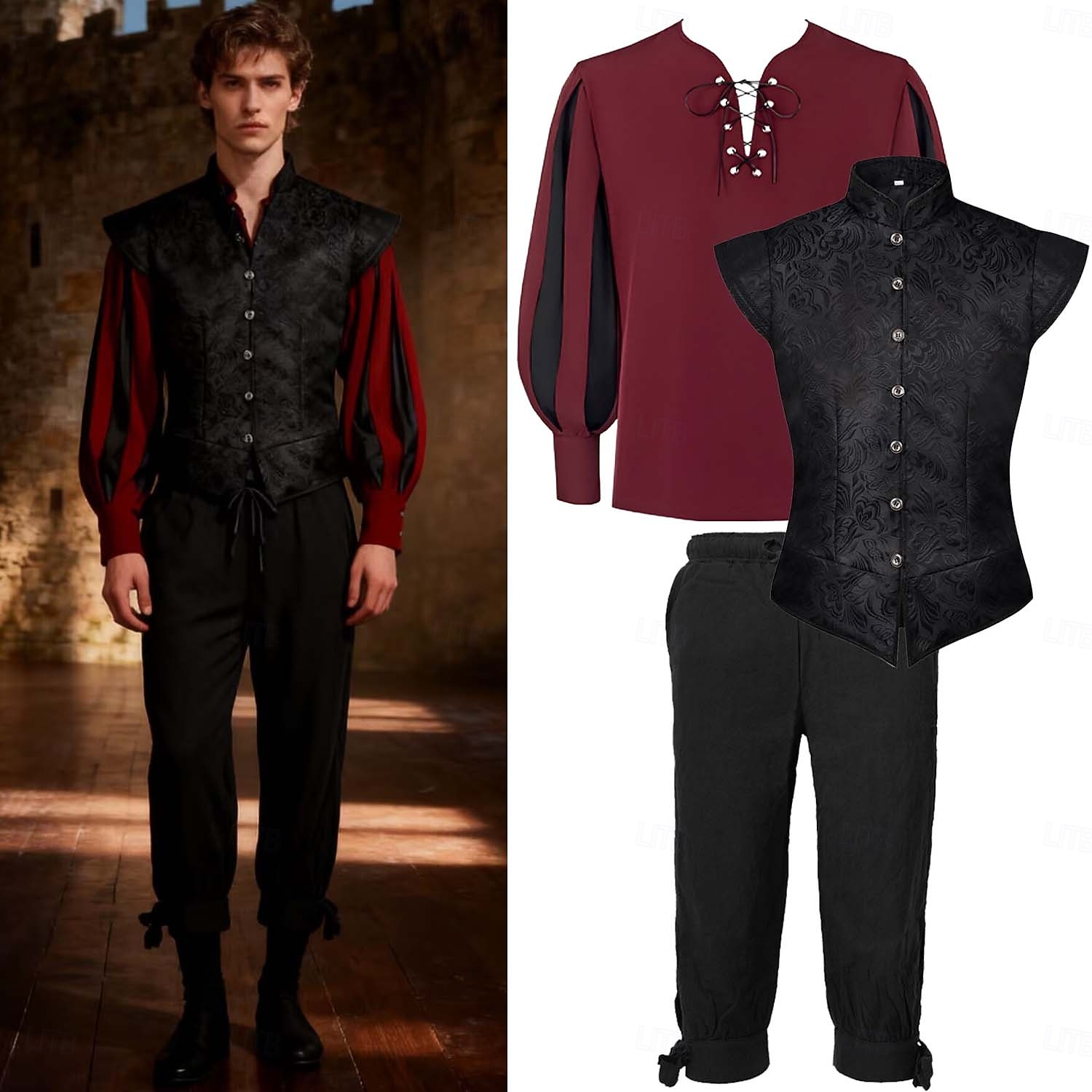 Medieval Renacimiento Disfraz de lujo Caballero caballero celta Atuendo real Disfraz Hombre Fantasía Víspera de Todos los Santos Carnaval Rendimiento LARP Feria Ren Adulto Chalecos Camisas Pantalones 2026 - $105.99 –P18