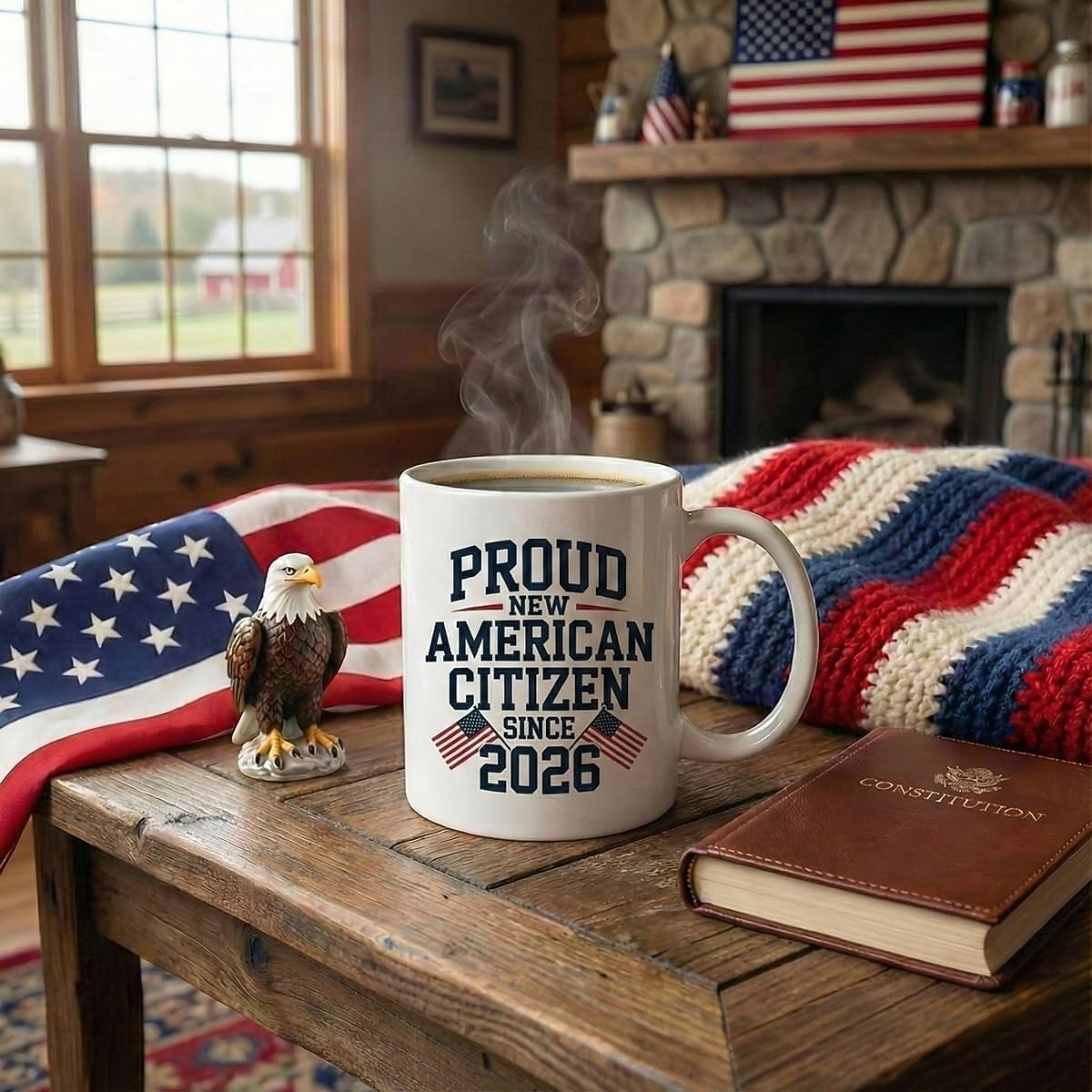 Geschenkidee zur Einbürgerung in den USA 2026: Tasse für frischgebackene US-Bürger, Erinnerungsstück zur Einbürgerung, USA-Flaggen-Design, Glückwunschgeschenk für stolze US-Bürger 2026 - $16.99 –P6