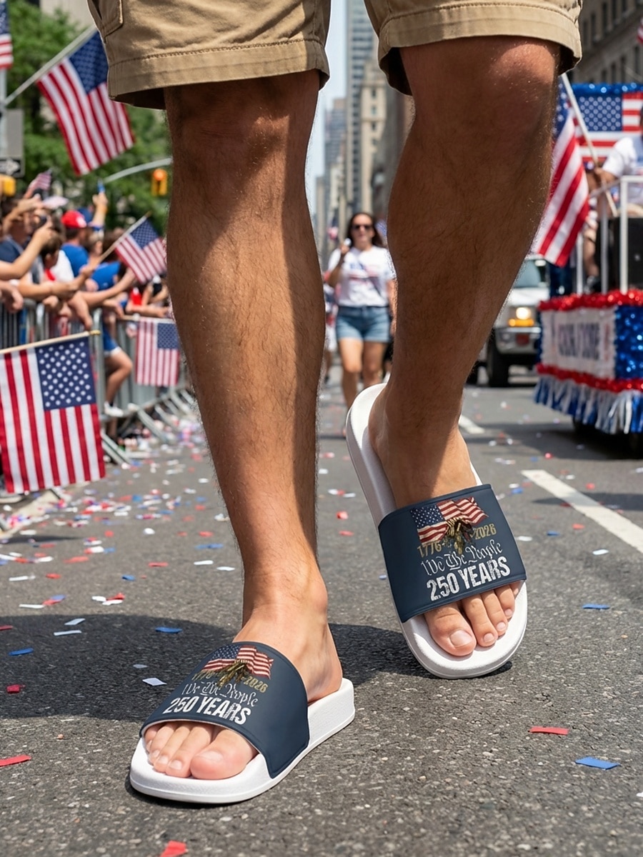 sandali da uomo per il 250° anniversario degli Stati Uniti: comode calzature patriottiche con stampa di bandiera per spiaggia, barbecue, sfilate e celebrazioni estive del 2026 a $24.99 –P2