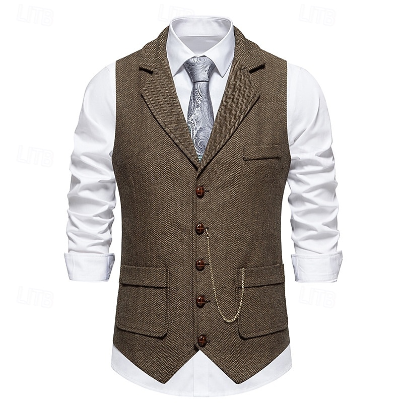 Classical 1920s Retro Vintage Vest Waistcoat The Great Gatsby Groomsmen Fancy Dress Men's Carnival Masquerade Prom Party Wedding Adults' Vest Spring Fall 2026 - $35.99 –P5