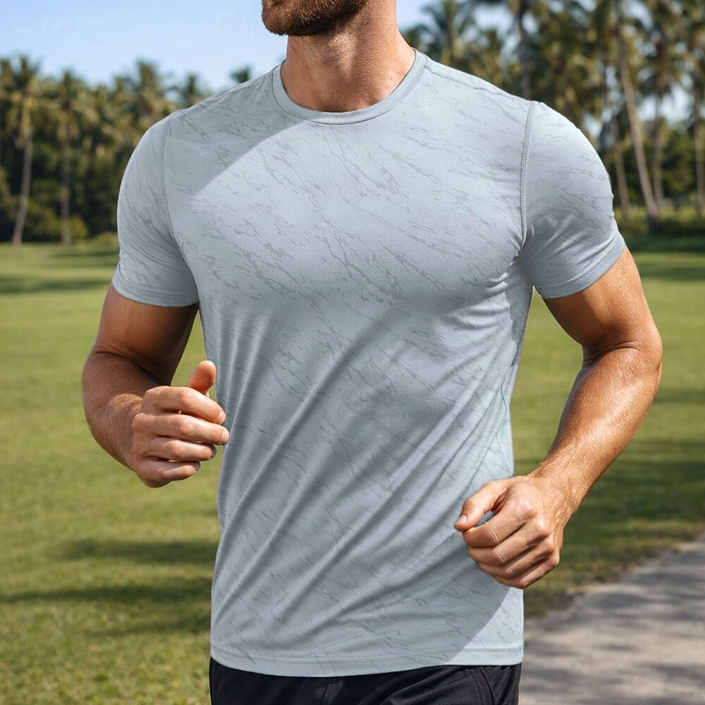 Voor heren Grafisch Marmeren afdrukken Hardloopshirt Compressieshirt Atletisch shirt Sporttop Zomer Korte mouw Sneldrogend Vochtregelerend Ademend Sportschooltraining Wandelen Joggen blauw Zwart Wit 2026 - $18.99 –P7