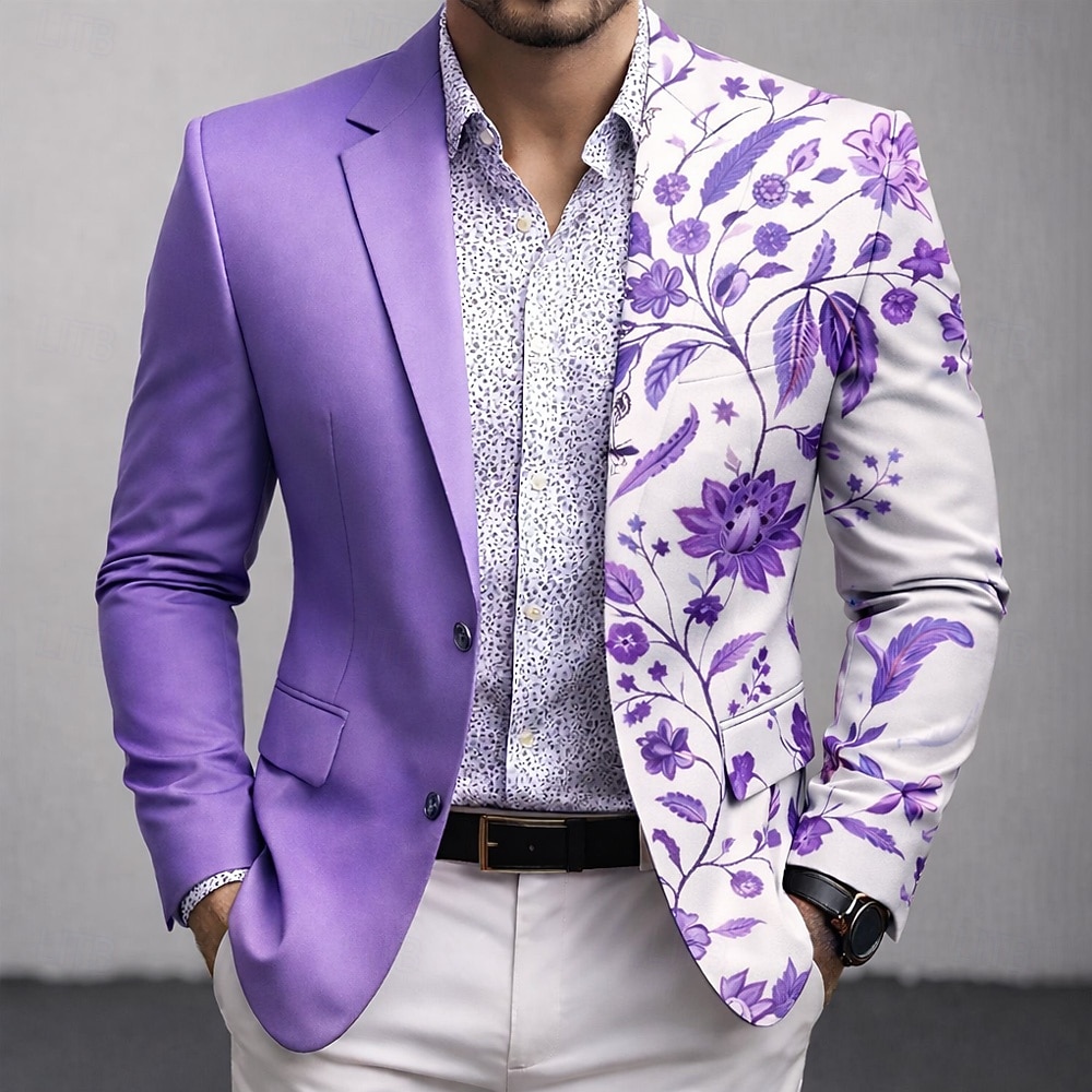 Homens Estampa floral Jaqueta Blazer Casaco Da Moda Confortável Respirável Artistíco Casual Casual Diário Formal Impressão 3D Botões Bolso multi Outono & inverno Primavera Entalhe Manga Longa Azul de 2026 por $85.99 –P3