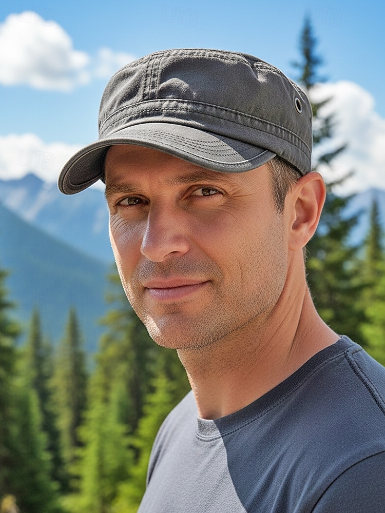 Miesten puuvillainen sotilaslippis, saatavilla useissa väreissä, täydellinen lomalle ja arkeen 2026 - $11.99 –P3