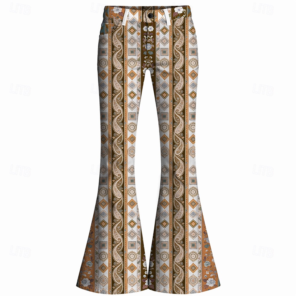 Retro Antiguo Boho Años 70 Pantalones Los pantalones de campana Hippie Disco Alta cintura Étnico Disfraz Hombre Víspera de Todos los Santos Carnaval Festival de Música Fiesta temática retro Adulto 2026 - $35.99 –P1
