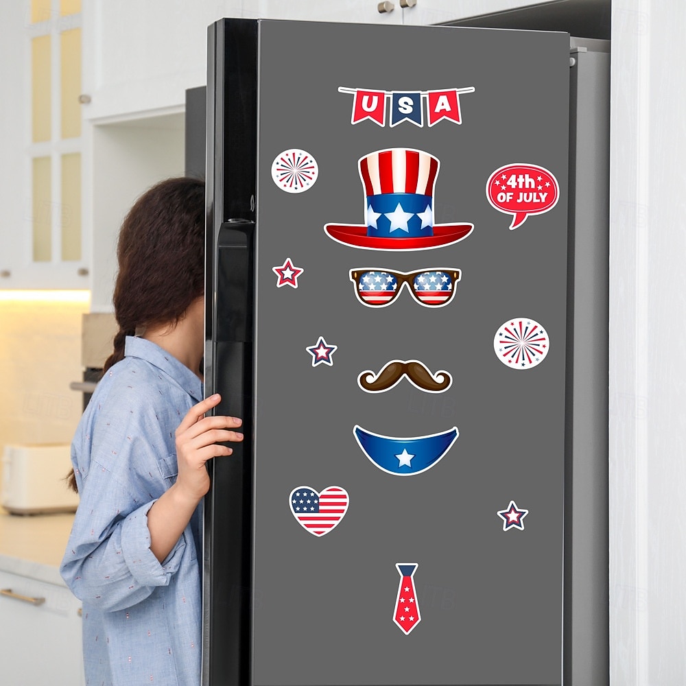 Autocollants magnétiques pour réfrigérateur pour la fête nationale américaine, autocollants pour voiture, décorations de fêtes, autocollants muraux imperméables à motifs de dessins animés de 2026 ? $13.99 –P1