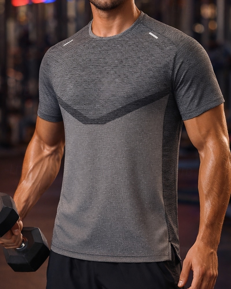 בגדי ריקוד גברים קולור בלוק טישרט לריצה חולצת דחיסה חולצה אתלטית צמרת ספורט קיץ פס מחזיר אור שרוולים קצרים ייבוש מהיר פתילת לחות נושם כושר אמון הליכה ג'וגינג פול שחור תלתן בגדי ספורט לבוש אקטיבי 2026 - $21.99 –P4