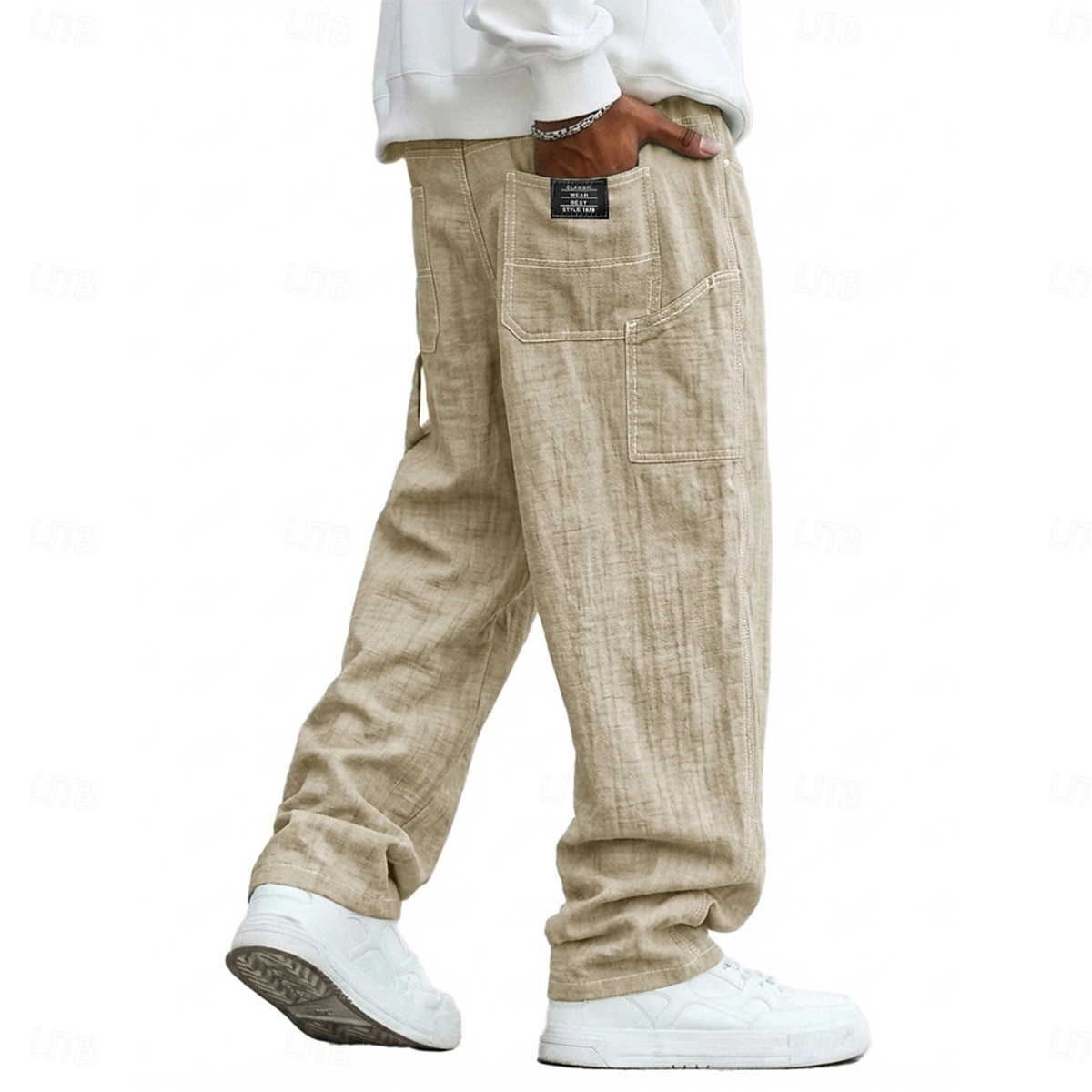 Per uomo Pantaloni di Lino Pantaloni Pantaloni Estivi Pantaloni Larghi Tasca Elastico in vita Gamba Dritta Tinta unica Confortevole Traspirante Lunghezza intera Casuale Quotidiano Ferie Vacanza Moda del 2026 a $26.99 –P9