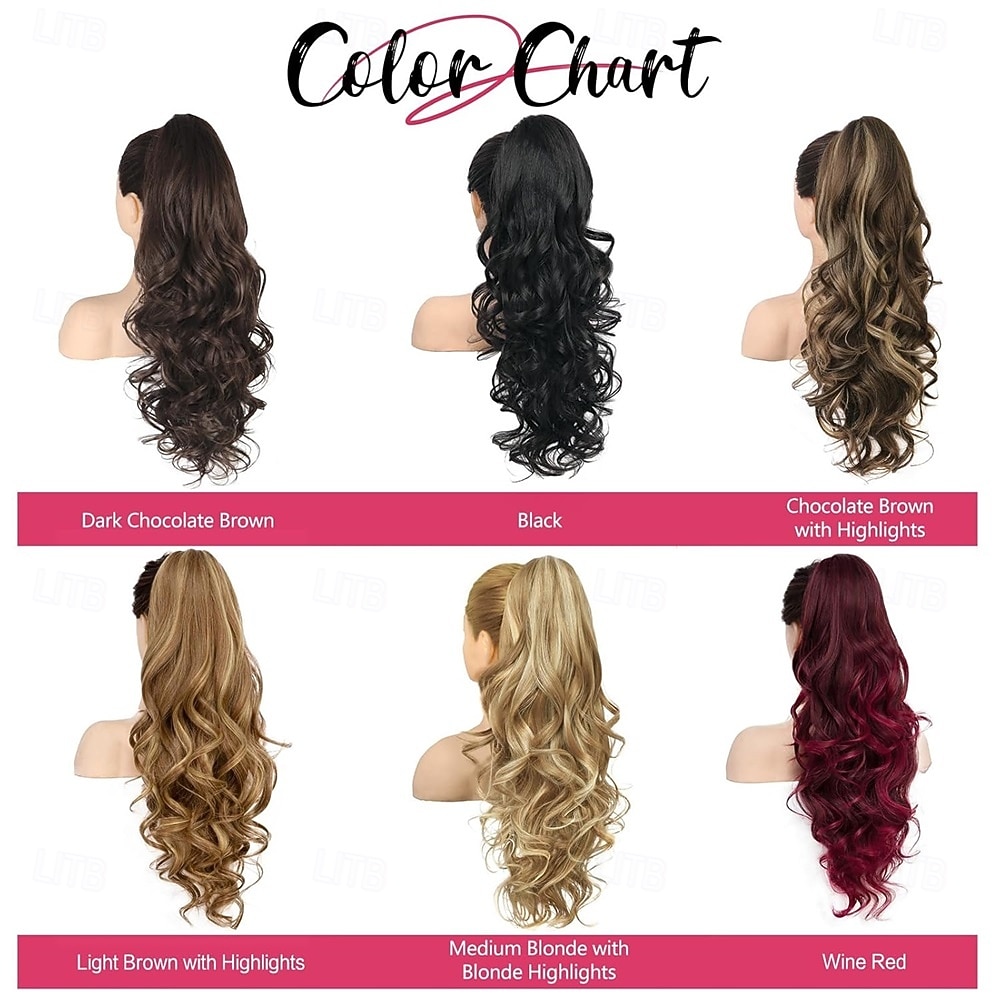 2026年 24インチの長いウェーブポニーテールエクステンション、バーガンディオンブルクロークリップヘアピース、長いカールウェーブワインレッドポニーテールヘアエクステンションジョークリップオンポニーテールヘアピース女性用24インチ  コレクション – $22.99 –P5